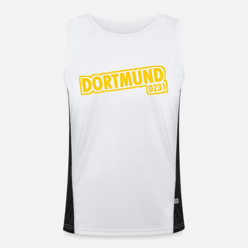 Dortmund - 0231 - Area Code - Men's Functional Contrast Tank Top  - white/black