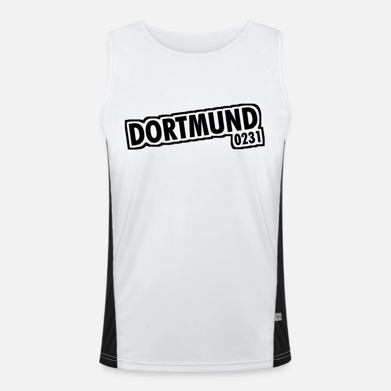 Dortmund - 0231 - Area Code - Men's Functional Contrast Tank Top  - white/black