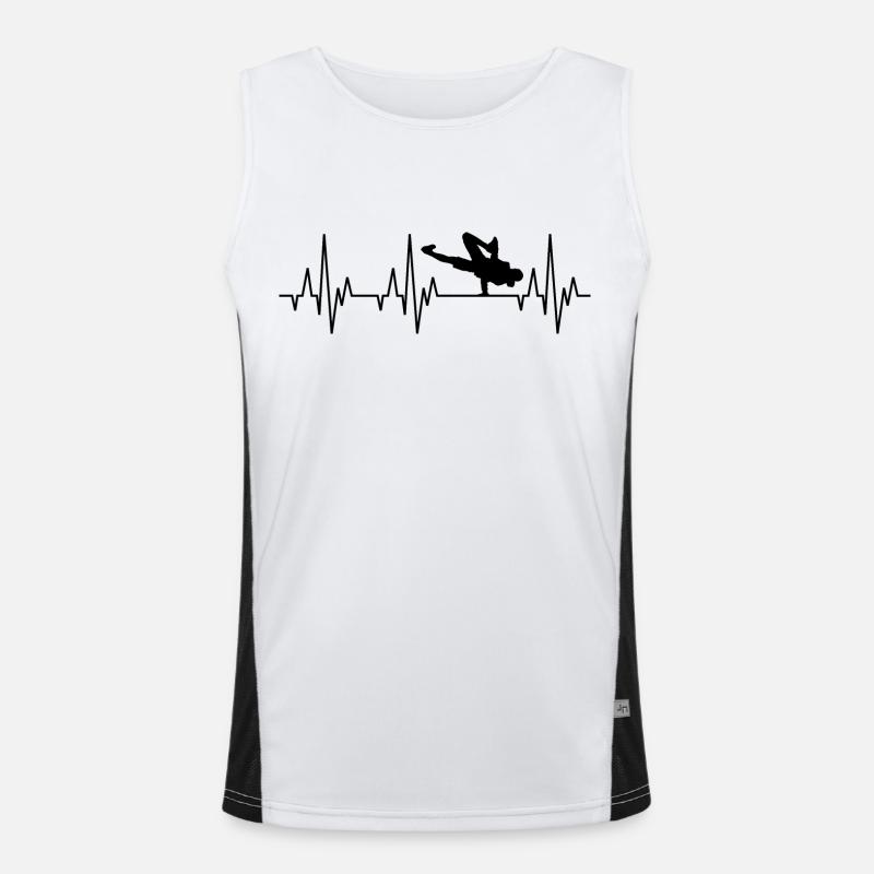 Heartbeat ECG Breakdance Breakdancing Hip-Hop - Men's Functional Contrast Tank Top  - white/black