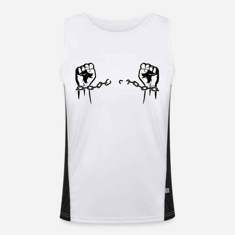A prisoner is freed from his chains Men's Functional Contrast Tank Top 