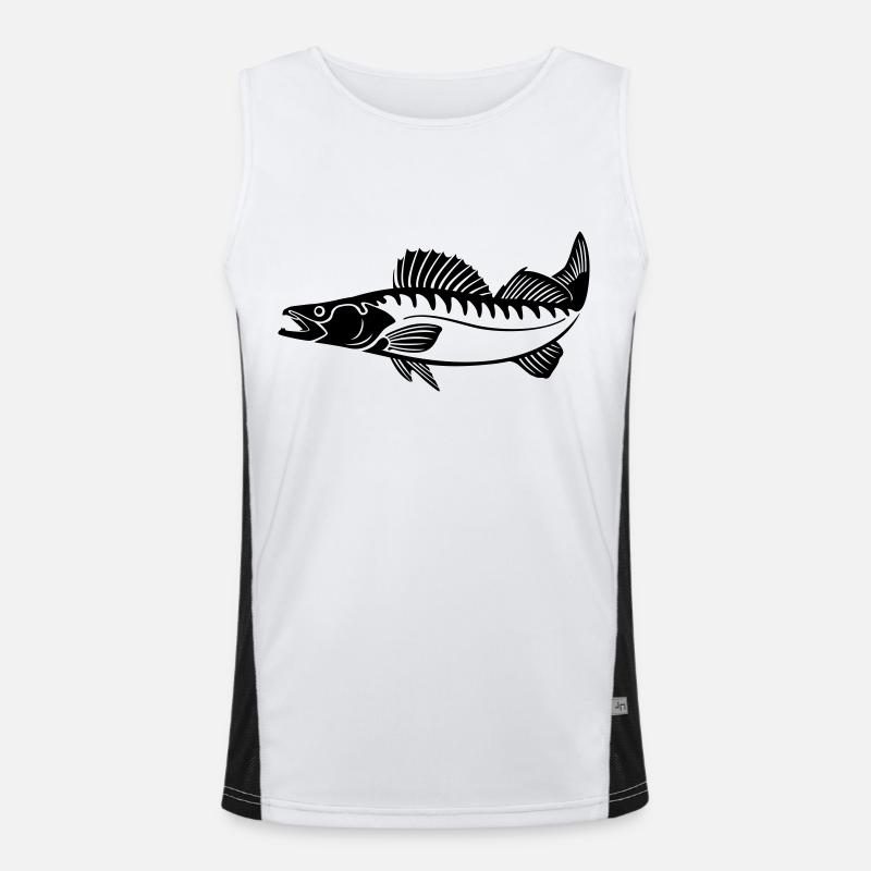 Zander (pikeperch) - Men's Functional Contrast Tank Top  - white/black