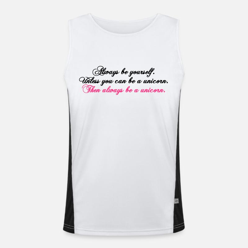 always be yourself unicorn funny text Funktionelles Kontrast-Tank Top für Männer 