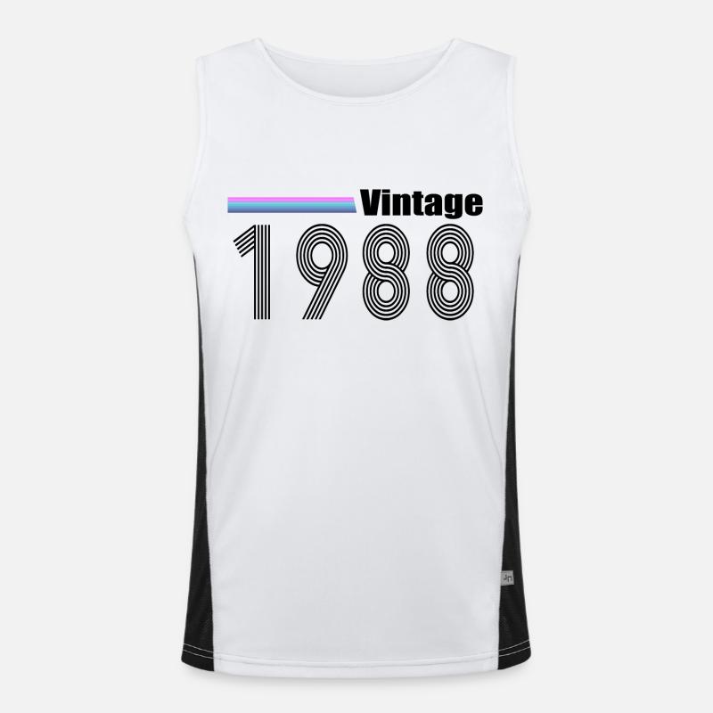 1988 - Men's Functional Contrast Tank Top  - white/black
