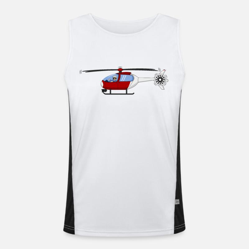 Pilot and helicopter red and white Men's Functional Contrast Tank Top 