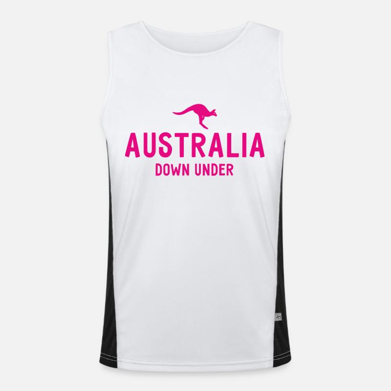 Australia - Down Under - Australia - Kangaroo - Men's Functional Contrast Tank Top  - white/black