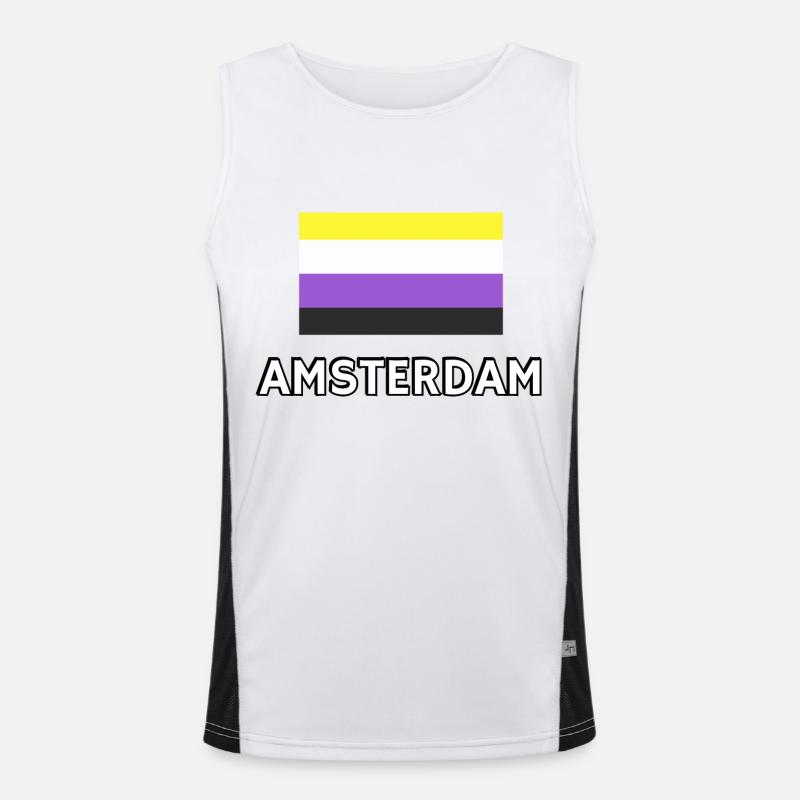 Non binary Pride Flag Amsterdam Men's Functional Contrast Tank Top 