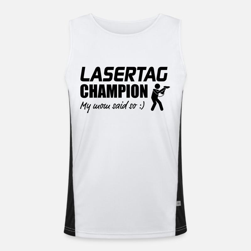 Laser Tag Champion My Mum sad so Men's Functional Contrast Tank Top 