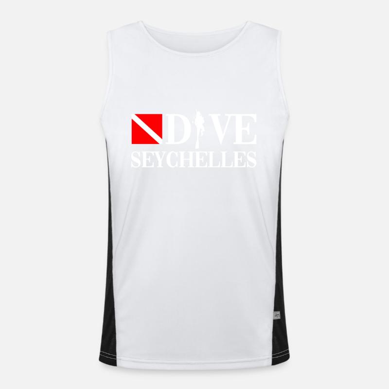 Dive Seychelles - Indian Ocean - Men's Functional Contrast Tank Top  - white/black