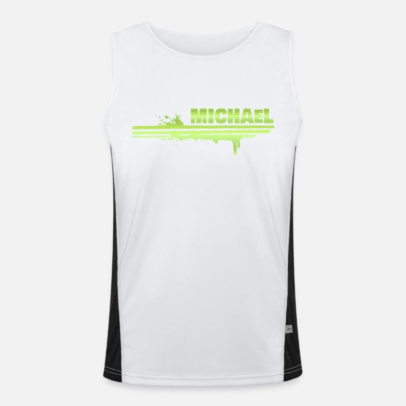 Michael - Men's Functional Contrast Tank Top  - white/black