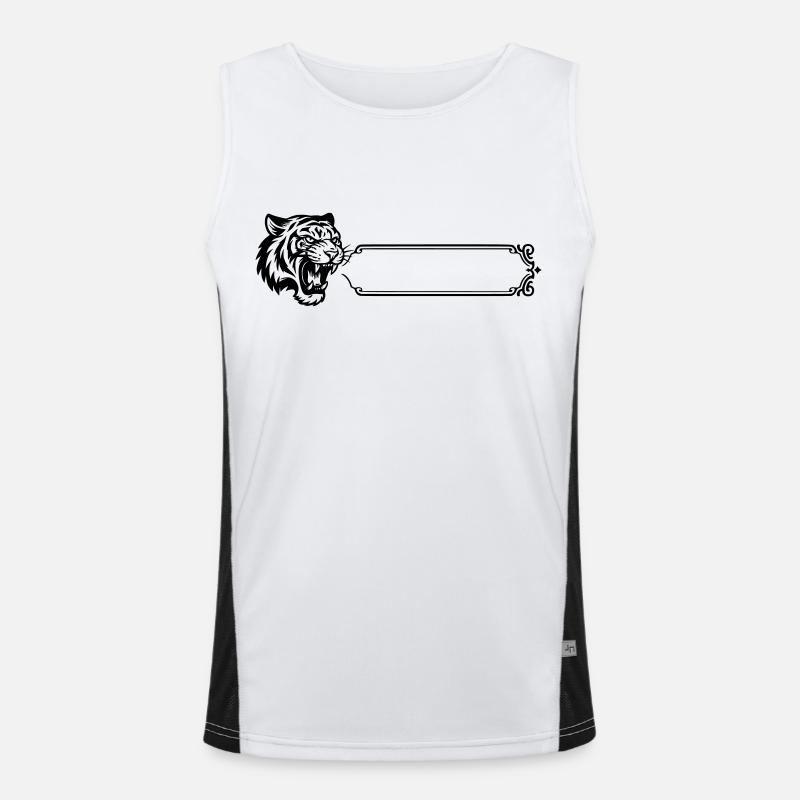 Tiger - Surname, First Name - Men's Functional Contrast Tank Top  - white/black