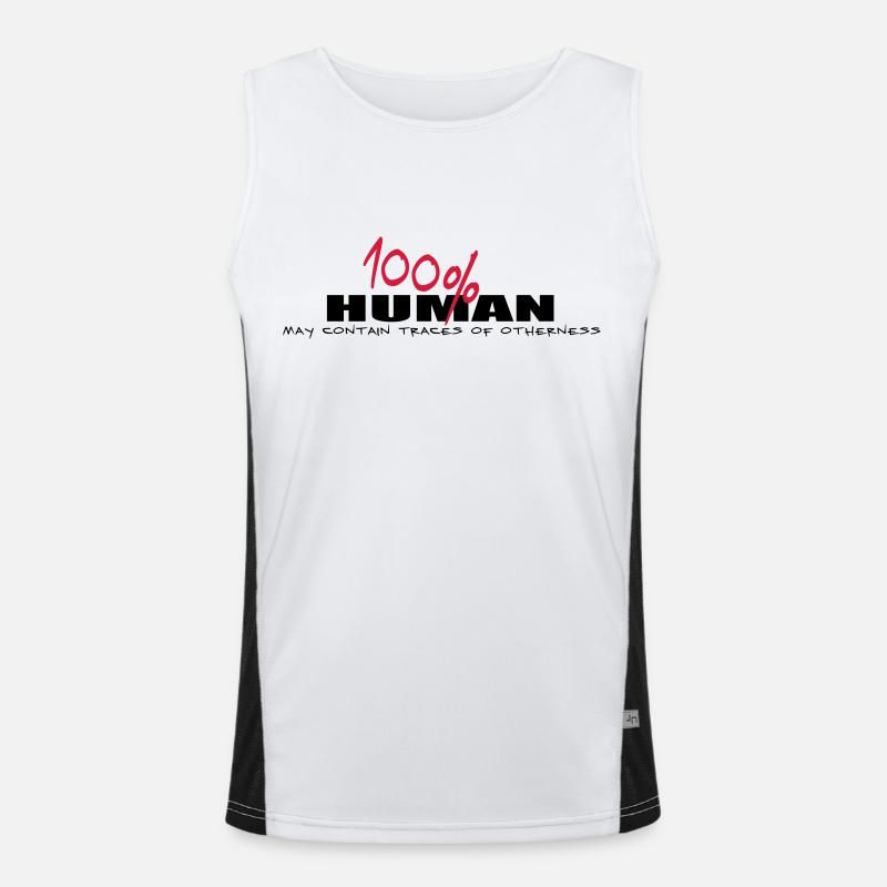 100% human and other - Men's Functional Contrast Tank Top  - white/black