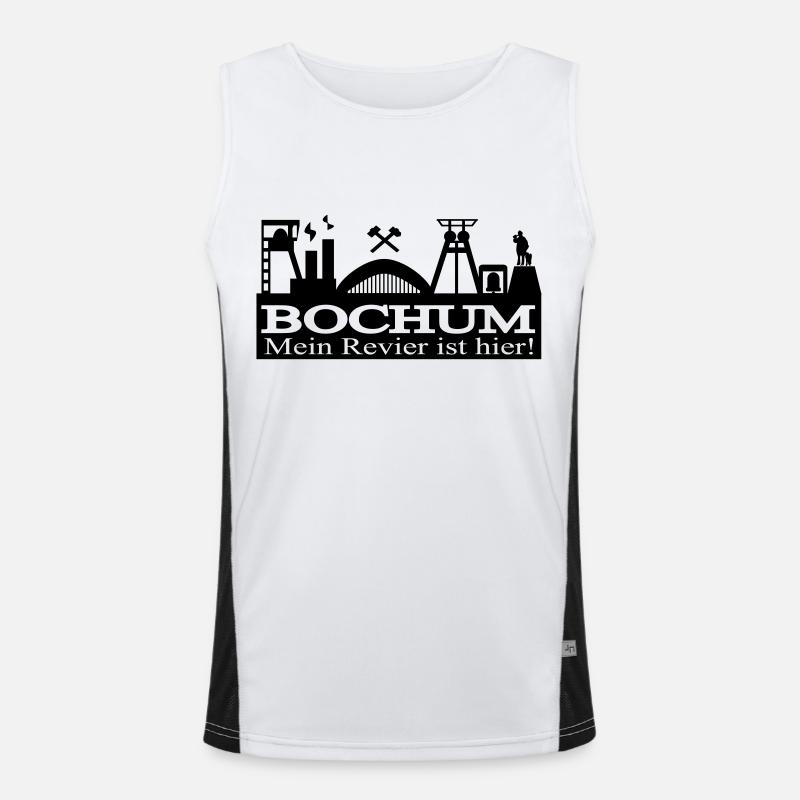 Bochumer Skyline mit Hammer und Eisen - Mein Funktionelles Kontrast-Tank Top für Männer 