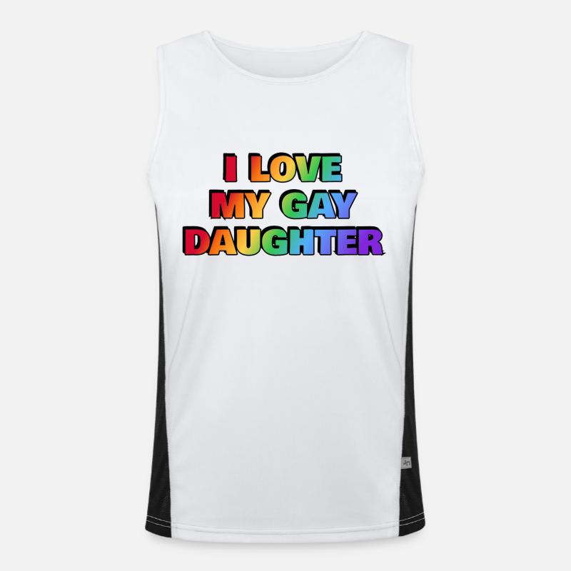 Ich liebe meine schwule Tochter - Pride Regenbogenfarben Funktionelles Kontrast-Tank Top für Männer 