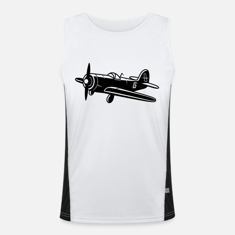 old fighter plane Men's Functional Contrast Tank Top 