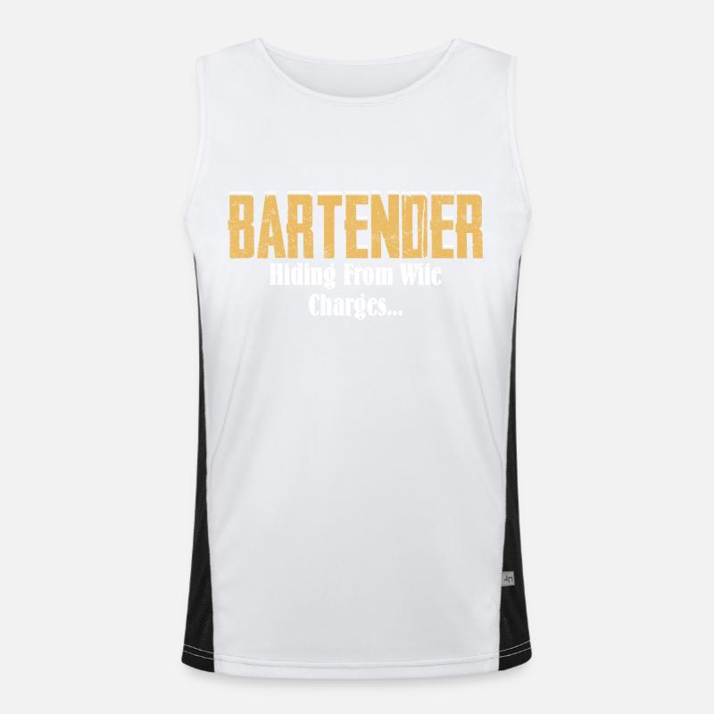 Bartender Hiding From Wife Charges... Barman Barte Funktionelles Kontrast-Tank Top für Männer 