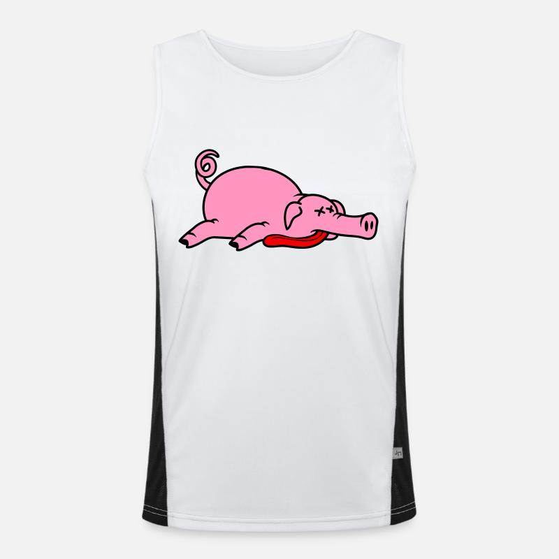 Bewusstloses Totes Schwein Grillen Essen Fleisch Funktionelles Kontrast-Tank Top für Männer 