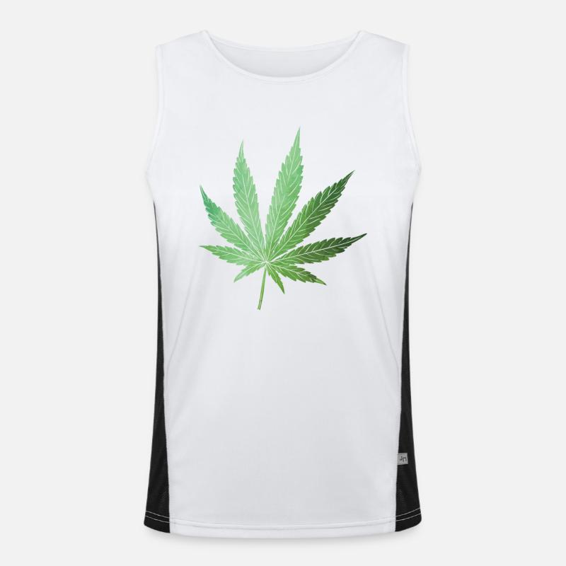 Marijuana Cannabis Leaf Men's Functional Contrast Tank Top 