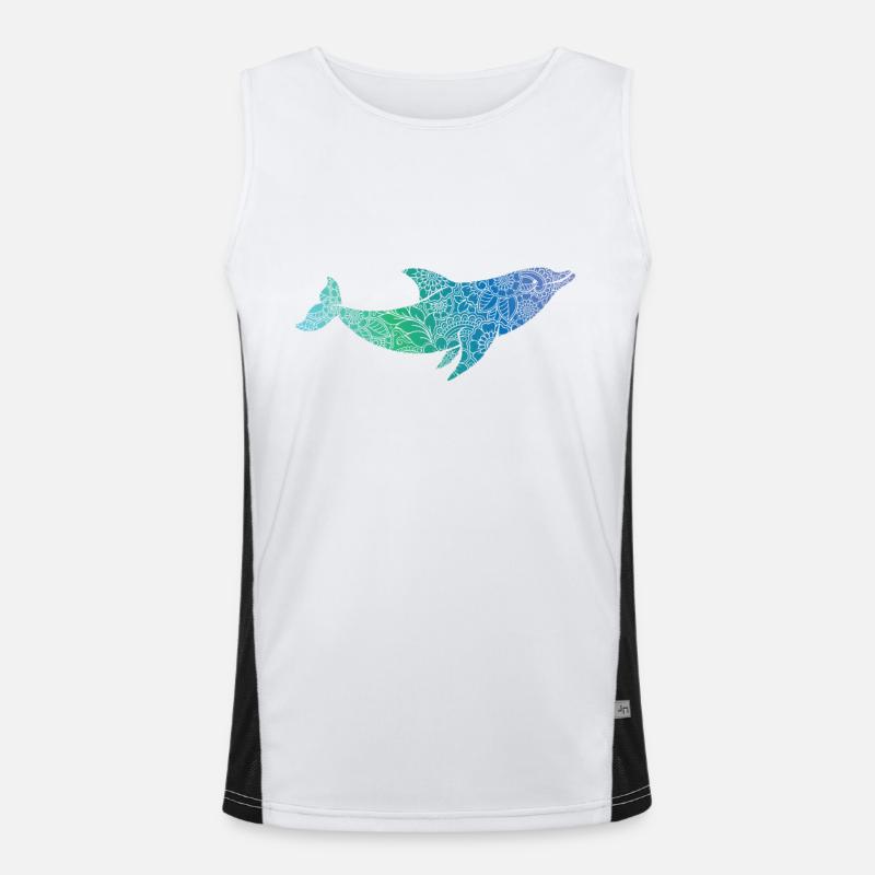 Deflin with pattern mammal in water Men's Functional Contrast Tank Top 