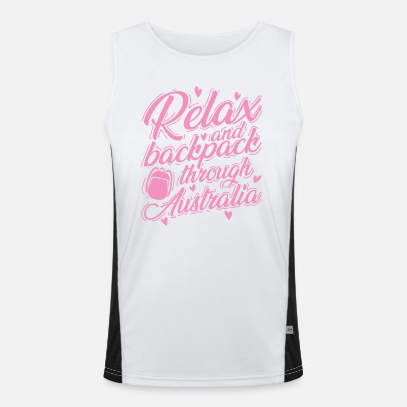 Relax and Backpack through Australia Outback Funktionelles Kontrast-Tank Top für Männer 