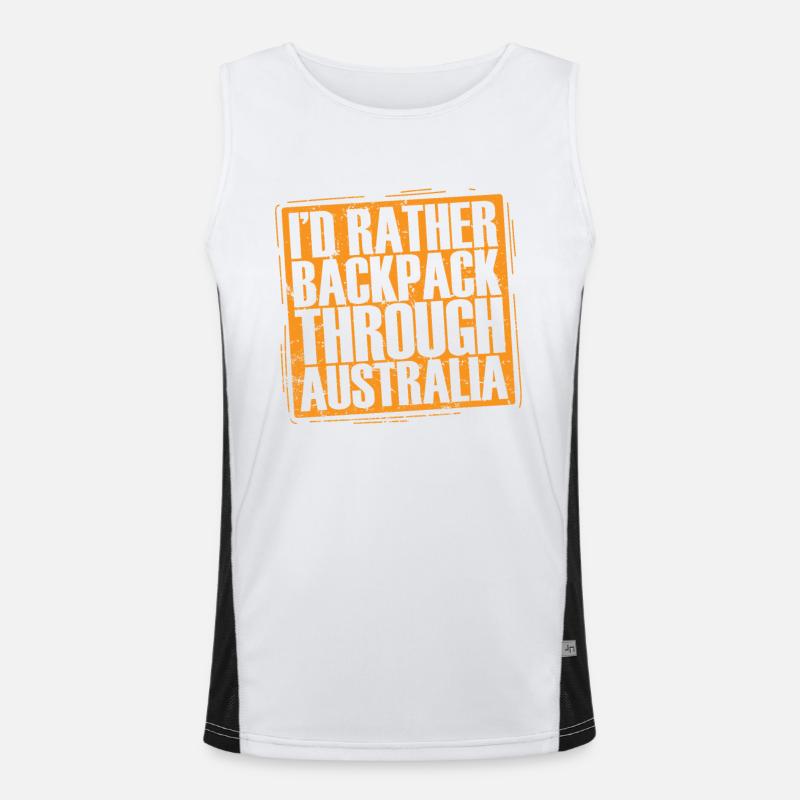 I'd rather Backpack through Outback Australia Funktionelles Kontrast-Tank Top für Männer 