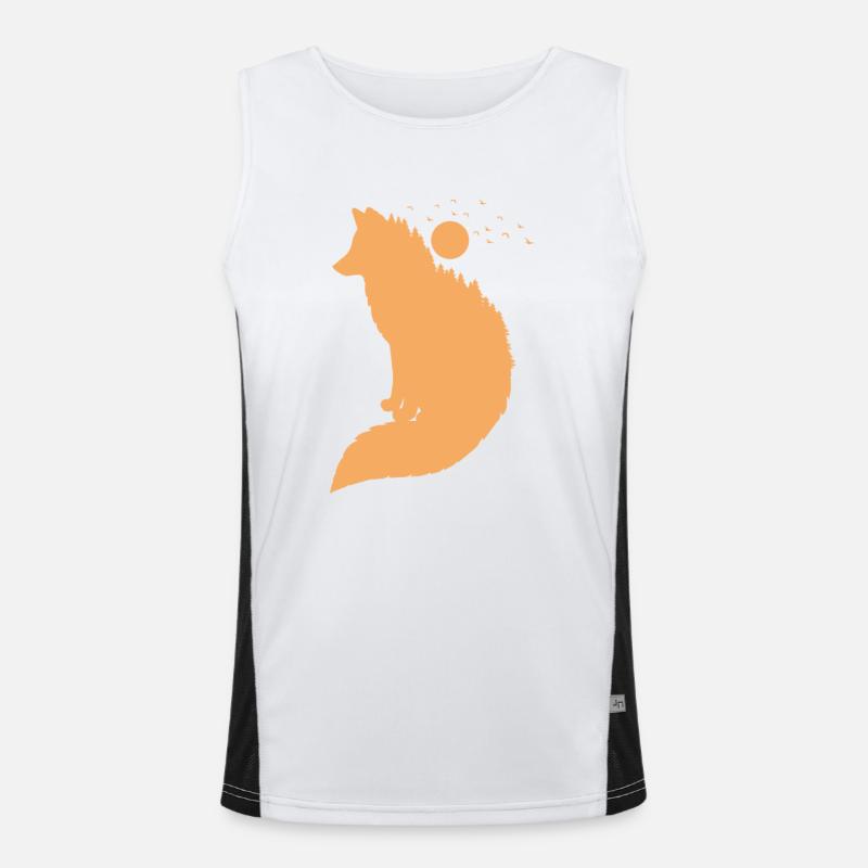 Fuchs vor Mond Rotfuchs Wildtier Funktionelles Kontrast-Tank Top für Männer 