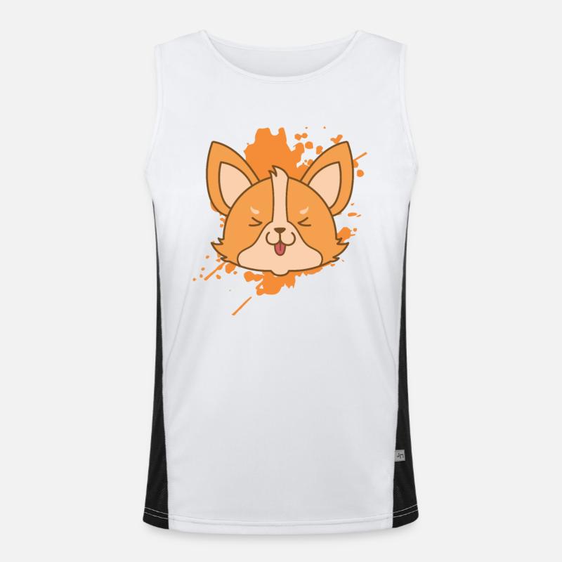 Fuchs im japanischen Kawaii Stil Tier Funktionelles Kontrast-Tank Top für Männer 