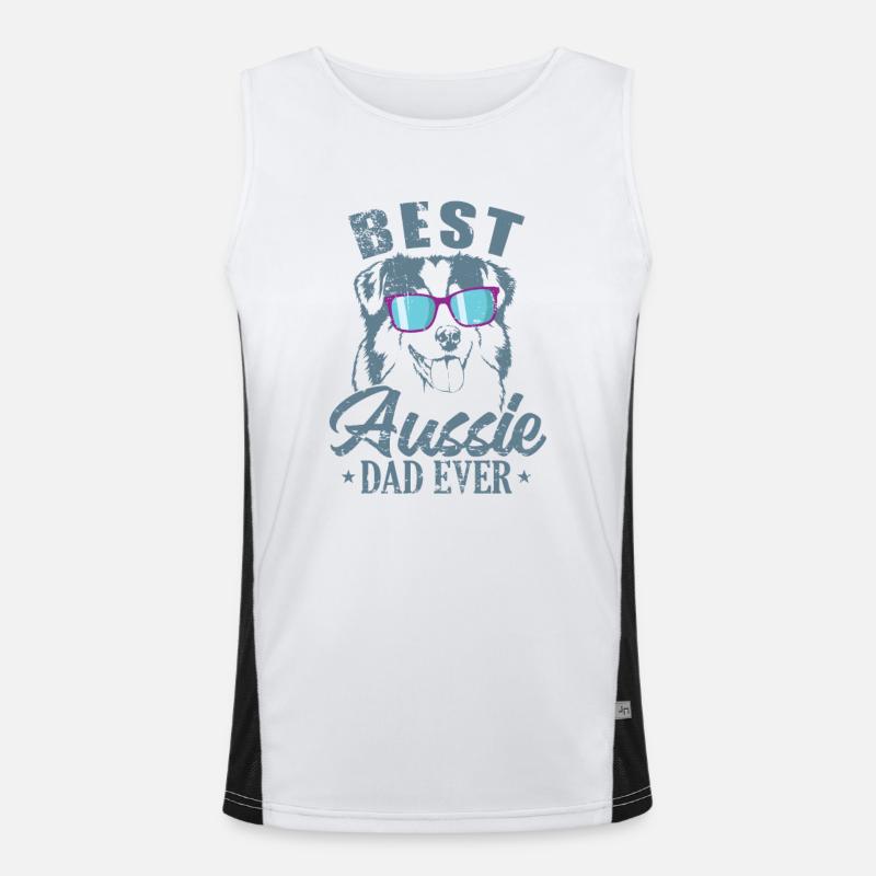 Best Aussie Dad Ever Australian Shepherd Funktionelles Kontrast-Tank Top für Männer 