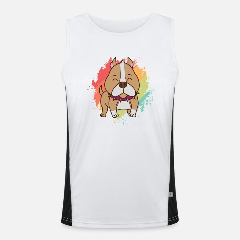 Pit Bull Comic Drawing Dog Pet Men's Functional Contrast Tank Top 