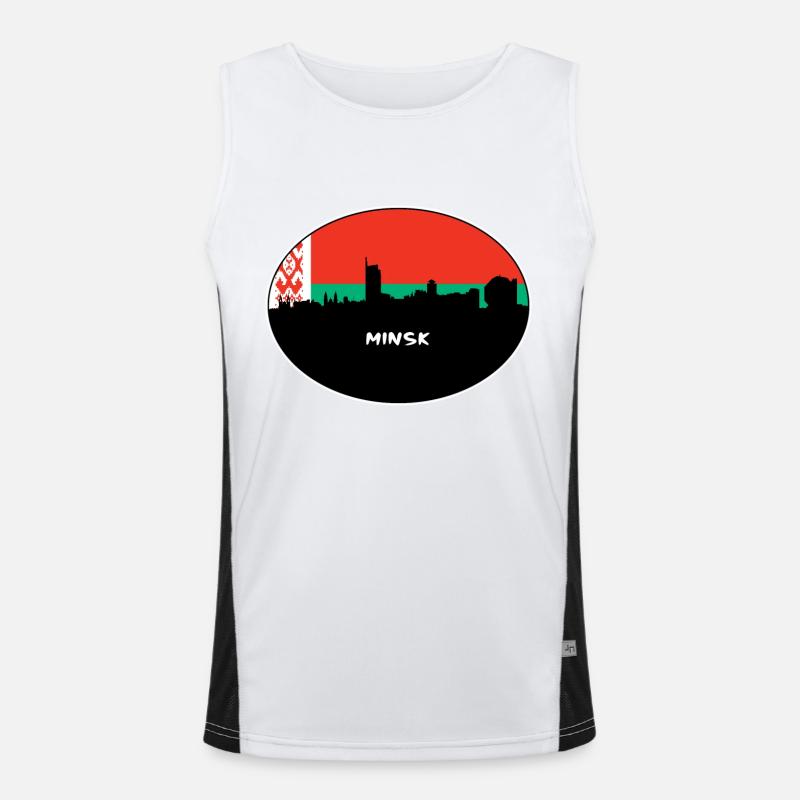 Minsk Biélorussie Drapeau Skyline Silhouette Travel Débardeur respirant contrasté Homme 
