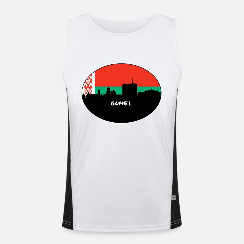 Gomel Biélorussie Drapeau Skyline Voyage Silhouette Débardeur respirant contrasté Homme 