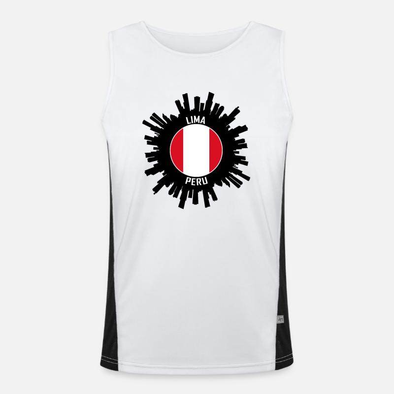 Lima Skyline Pérou Flag Souvenir de voyage Débardeur respirant contrasté Homme 