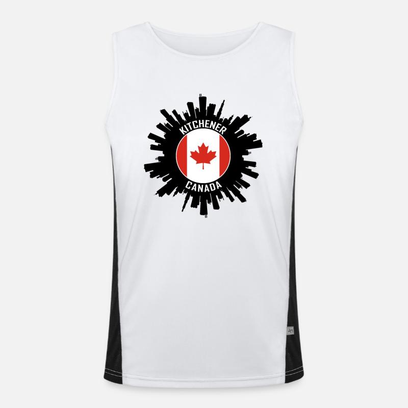 Kitchener Skyline Canada Flag Souvenir de voyage Débardeur respirant contrasté Homme 