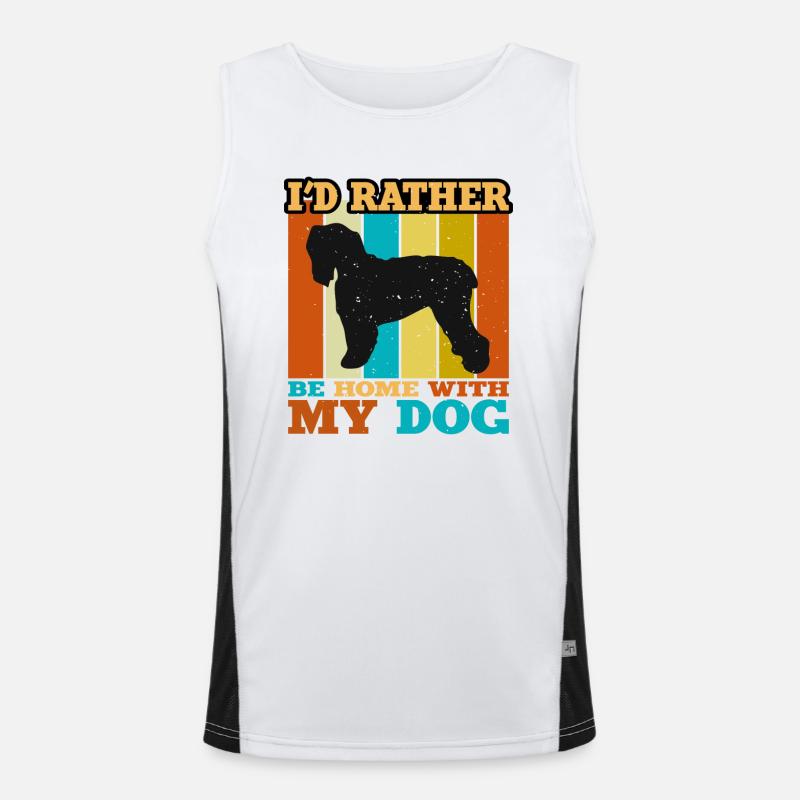 Black Russian Terrier Dog Silhouette Retro Sunset Men's Functional Contrast Tank Top 