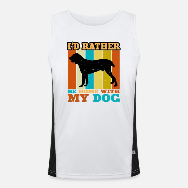 Central Asian Shepherd Dog Silhouette Retro Sunset Men's Functional Contrast Tank Top 