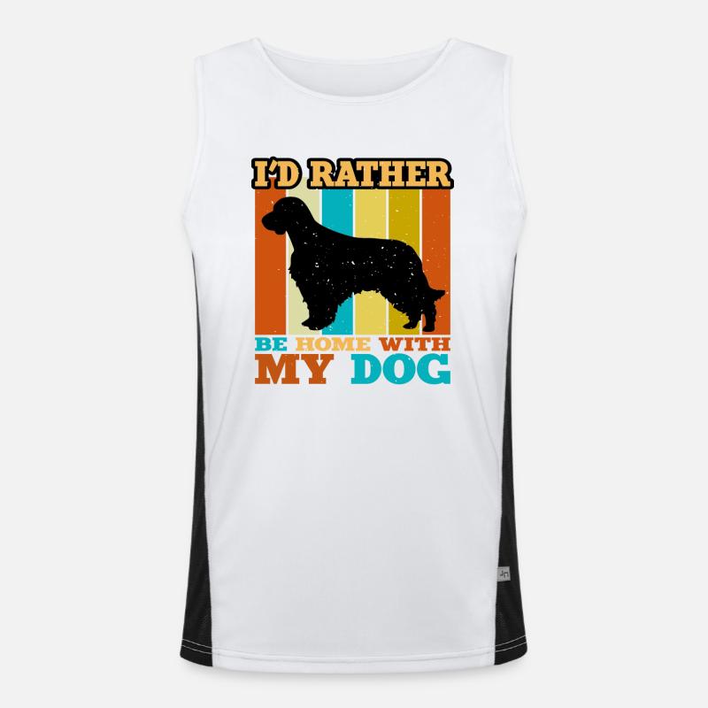 Welsh Springer Spaniel Dog Silhouette Retro Sunset Débardeur respirant contrasté Homme 