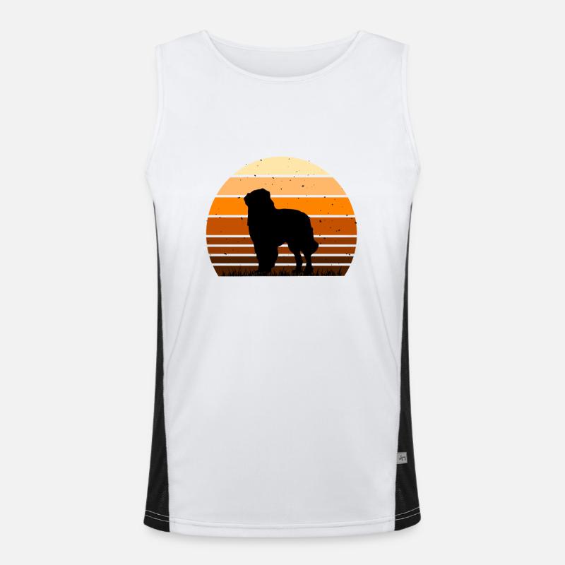 Carpathian Shepherd Dog Silhouette Retro Sunset Men's Functional Contrast Tank Top 
