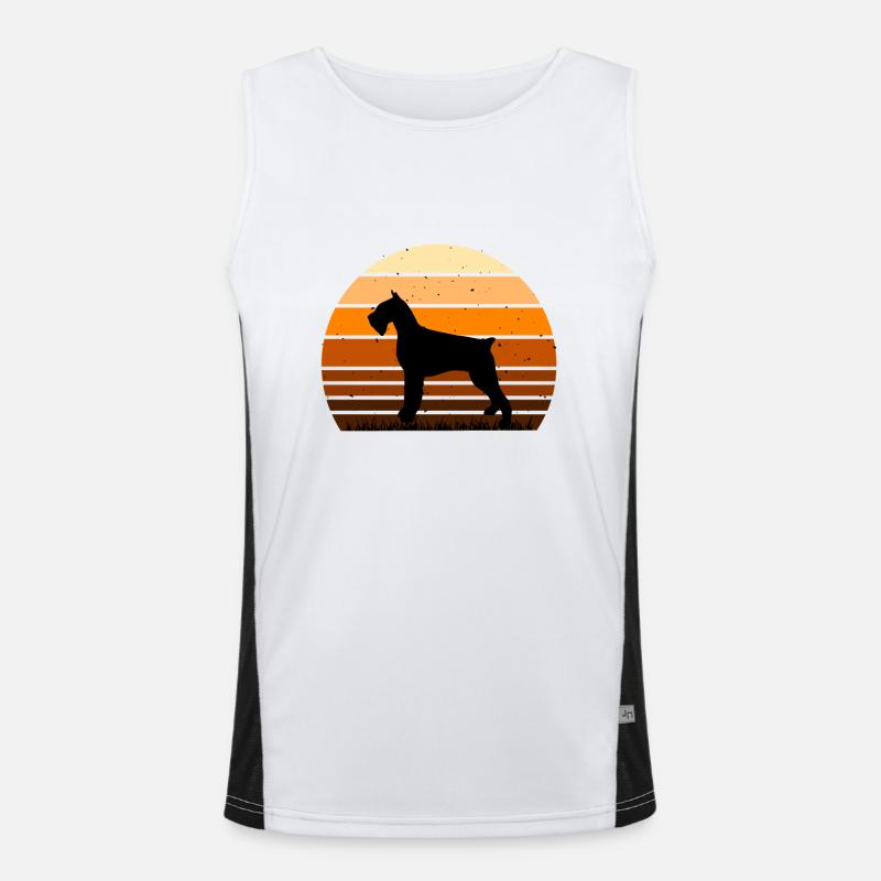 Schnauzer Géant Chien Amour Silhouette Vintage Coucher de Soleil Débardeur respirant contrasté Homme 