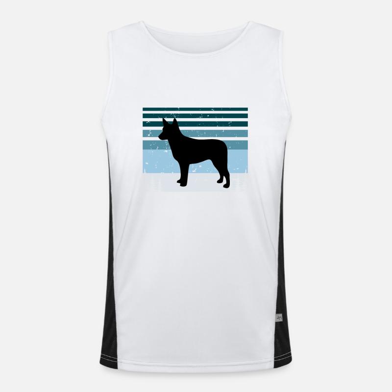 Silhouette de chien de bétail australien à queue de souche Débardeur respirant contrasté Homme 