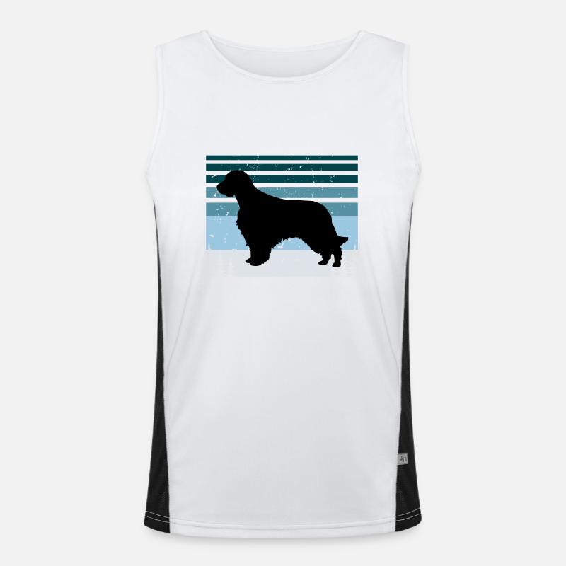Welsh Springer Spaniel Dog Silhouette Retro Sunset Débardeur respirant contrasté Homme 