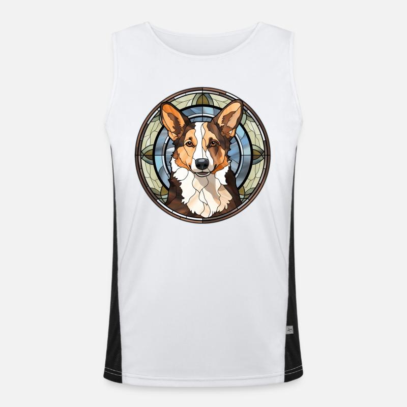 Strickjacke Welsh Corgi Hunderasse Aquarellglas Funktionelles Kontrast-Tank Top für Männer 