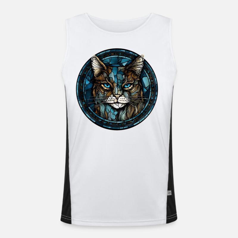 Verre aquarelle de race de chat égéen Débardeur respirant contrasté Homme 