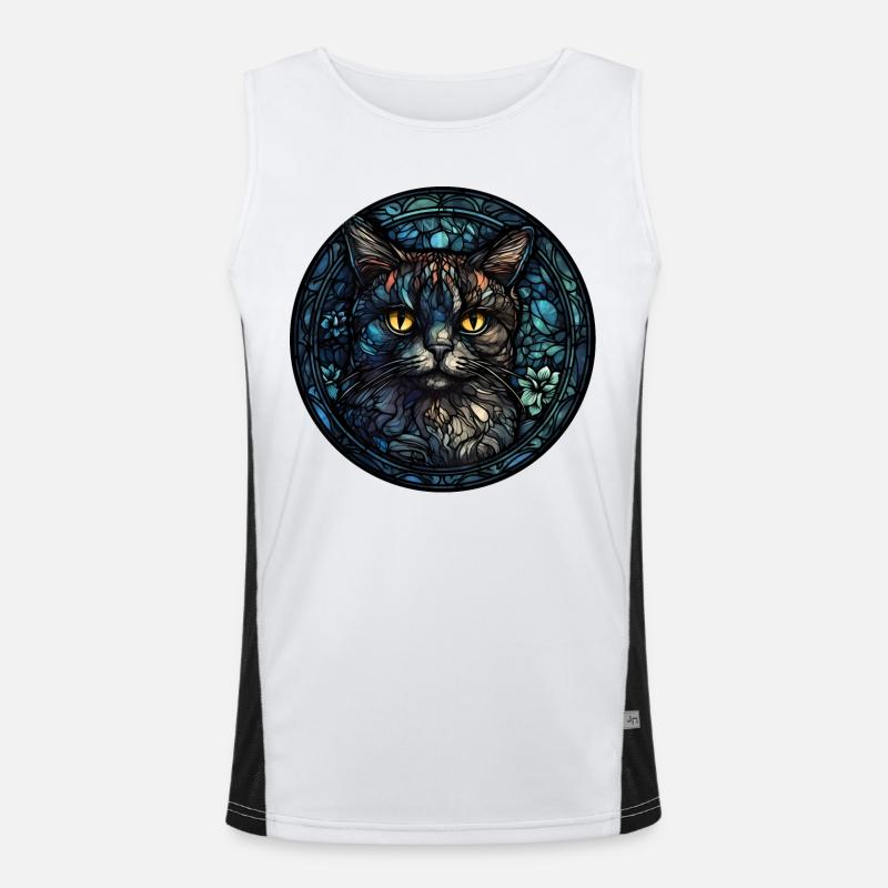 Pixie bob Cat Breed Watercolor Glass Men's Functional Contrast Tank Top 