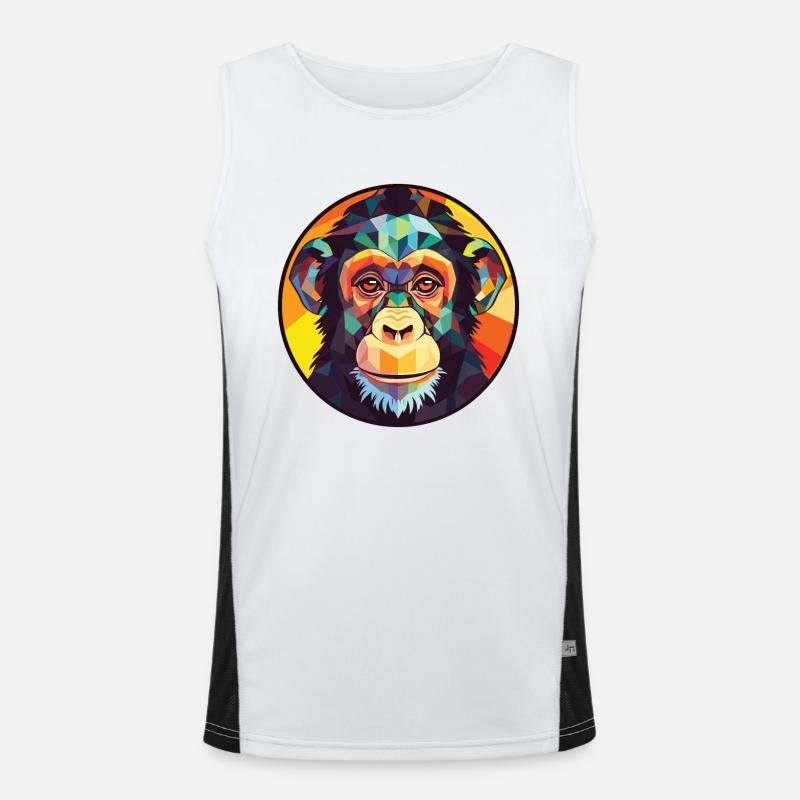 Chimpanzé Aquarelle colorée Illustration d’animaux Débardeur respirant contrasté Homme 
