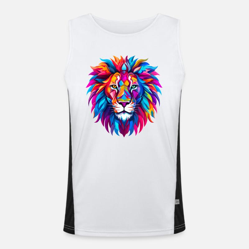 Polygon Löwe Funktionelles Kontrast-Tank Top für Männer 