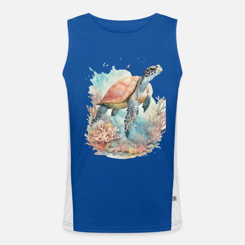 Dive into Aquatic Wonders: Turtle Sea Men's Functional Contrast Tank Top 