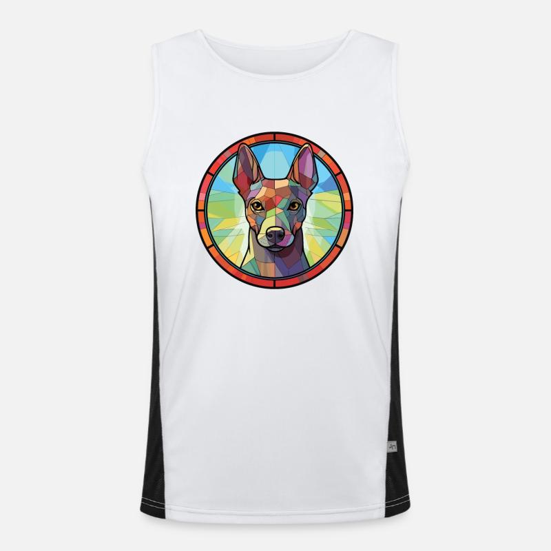 Xoloitzcuintli Hunderasse Aquarell Illustration Funktionelles Kontrast-Tank Top für Männer 