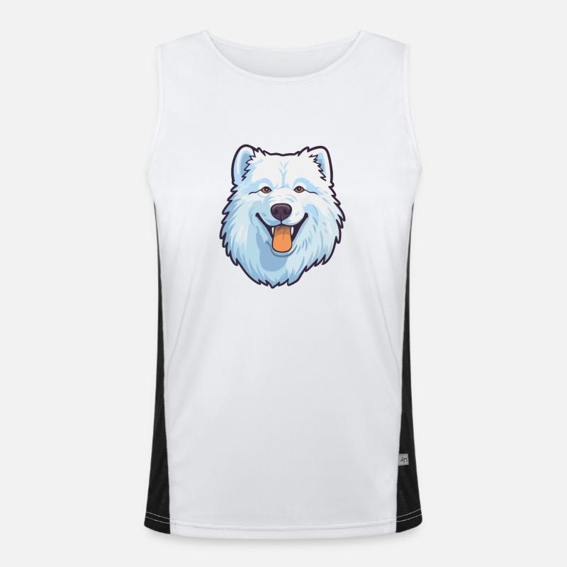 Samoyed Dog Breed Cartoon Kawaii Illustration Men's Functional Contrast Tank Top 