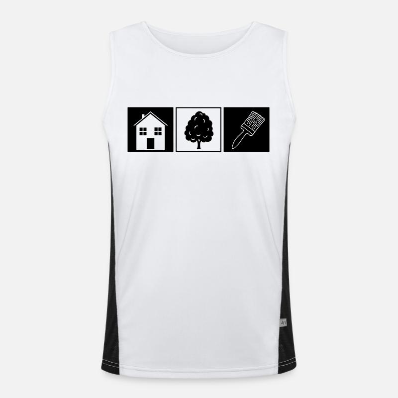 Brush Tree House - Men's Functional Contrast Tank Top  - white/black