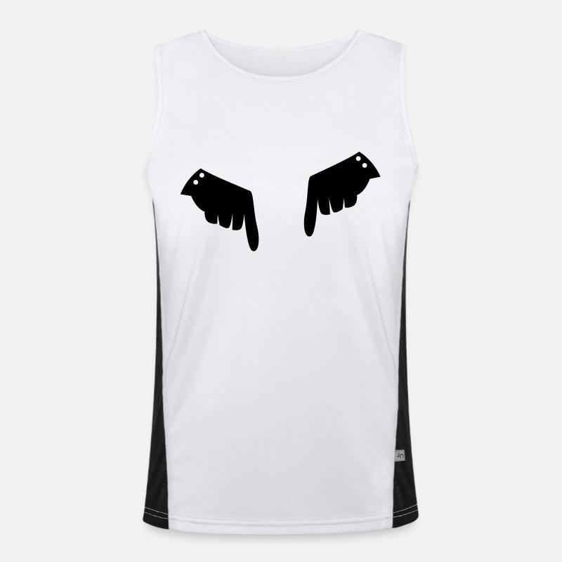 two fancy gloved hands pointing down Men's Functional Contrast Tank Top 