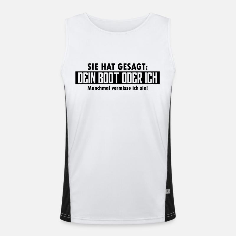 dein boot oder ich - Funktionelles Kontrast-Tank Top für Männer  - Weiß/Schwarz